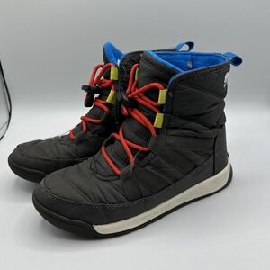 Sorel Snow Boots Kids Size 3 Black Waterproof Insulated Winter Lace Up Outdoor